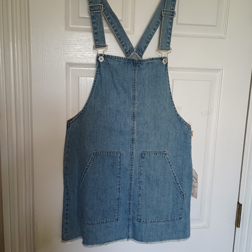 Vanilla Star Skirtall Overall Denim Jean Mini Dress/Jumper NWT Small Agust Strap